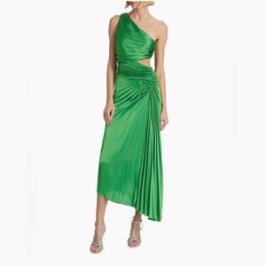 A.L.C. Daliah Green One-Shoulder Dress in Basil